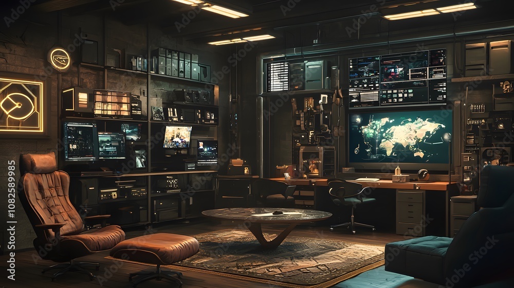 Aufkleber explore the futuristic home office design enhanced with advanced technology and sleek aesthetic feat