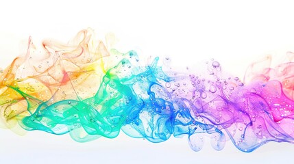 Fototapeta premium Rainbow Colored Soap Bubbles on White Background - a vibrant and cheerful visual. The soap bubbles add a playful touch to the clean, white backdrop.