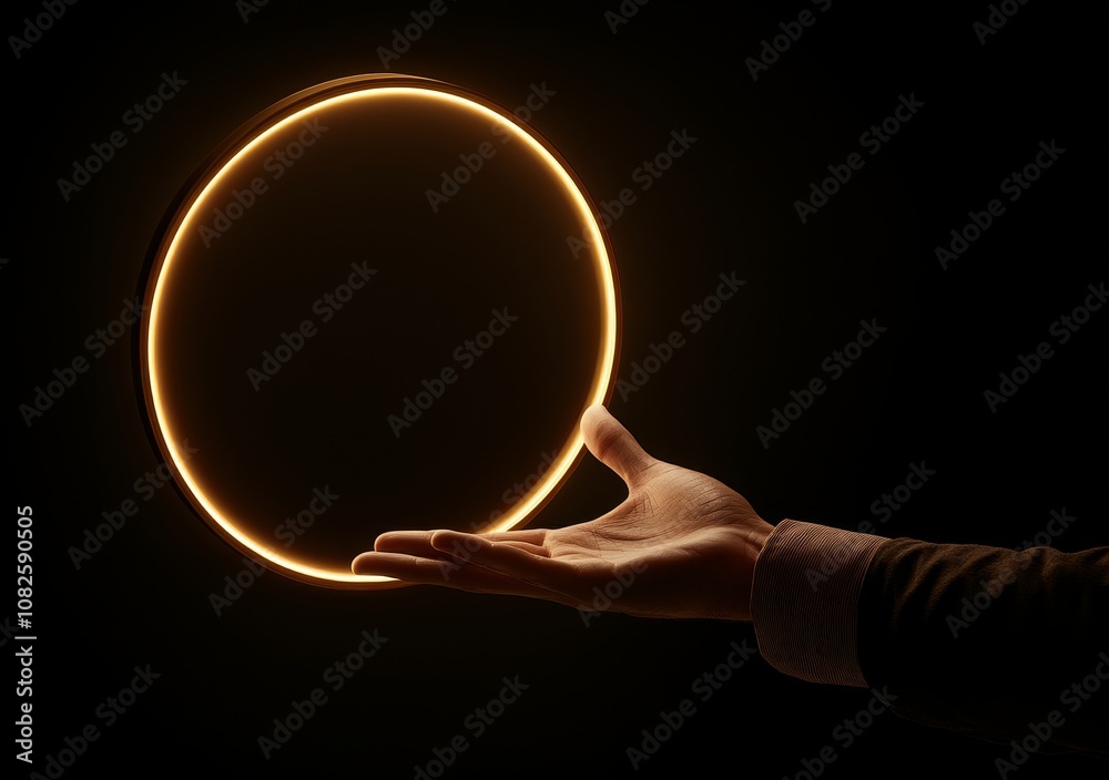 Poster background with technology abstract with abstract circular diagram on virtual screen with copy-space