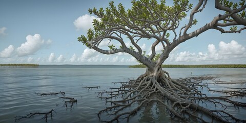 Mangrove Forest with Hanging Roots for Green Earth Initiatives