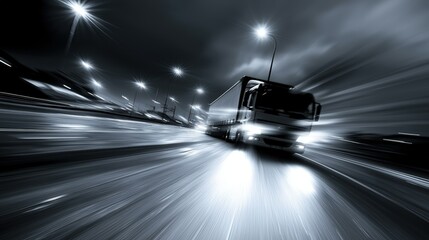 Obraz premium Truck on a dark road