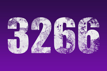 flat white grunge number of 3266 on purple background.