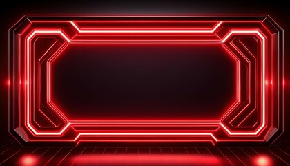 red neon glowing frame isolated on black background perfect for design technology or futuristic themes