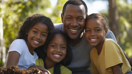 A family participating in a community service project working together for a good cause