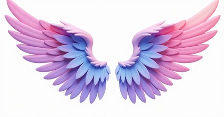 Colorful 3D Angel Wings Design Showcasing Pastel Shades of Pink Blue and Purple for Artistic Decor