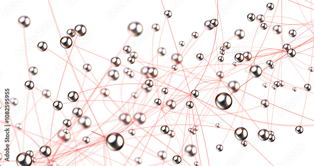 Aufkleber Futuristic geometric double data flow background with connecting dots and lines. Abstract digital