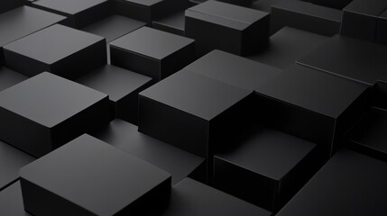 Sleek black geometric cube pattern with modern minimalist design
