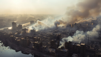 Fototapeta premium City destroyed during a war