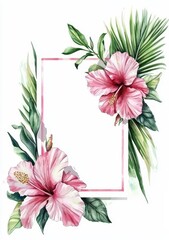 Obraz premium Pink hibiscus frame