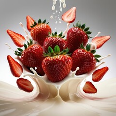 strawberries and milk splash