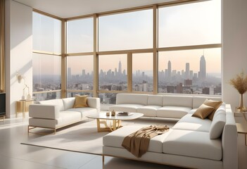 White and gold theme interior modern minimalism photo realism neww Style 3d Paints Doodle Illustration Deep View
