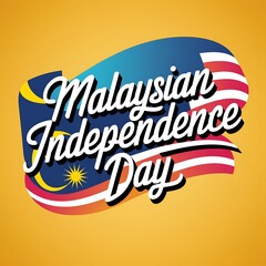 A Curvy Malaysian Flag with "Malaysian Independence Day" Text
