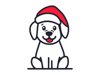 Christmas puppy in a Santa hat