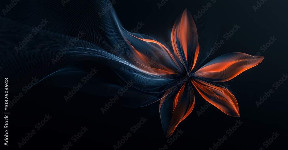 Poster A 3D figure of animated lines from dots, a colorful explosion of particle lines, abstract technology, and geometric background from abstract molecules.