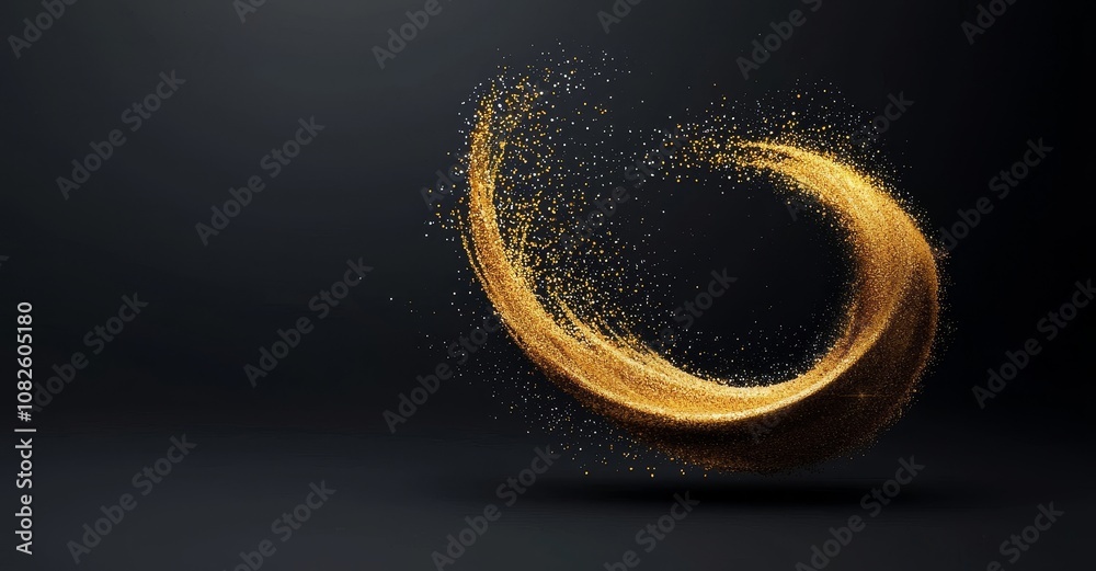 Poster Abstract yellow circles created from dots, circles of particles. Blend mode, FUI element. geometric background of abstract molecules.