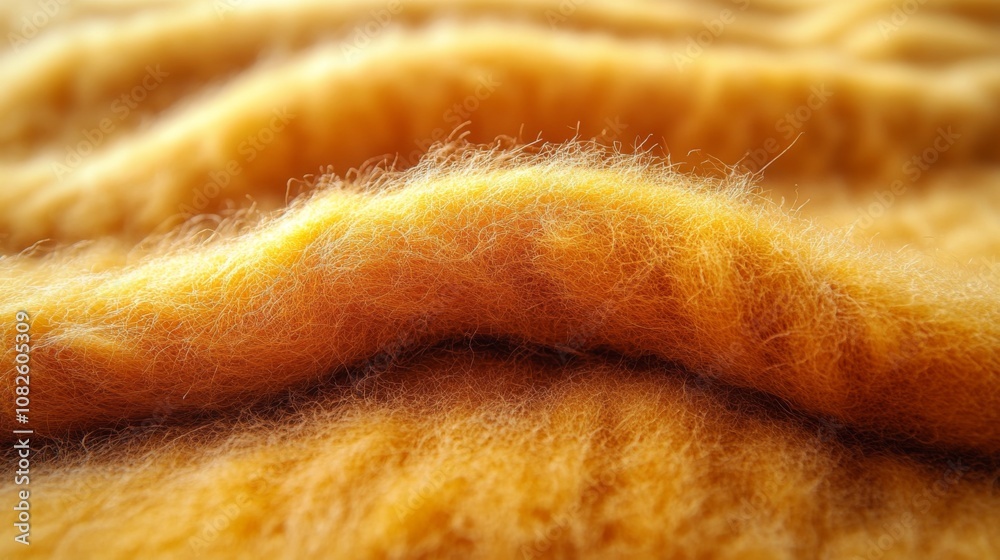 Poster the golden fabric lies softly, displaying its textured waves and warmth. the natural fibers catch th