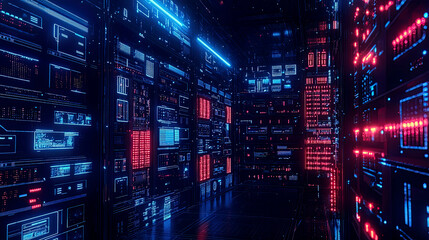 Fototapeta premium Hyper-detailed encryption protocols visualized with glowing digital firewalls safeguarding critical systems