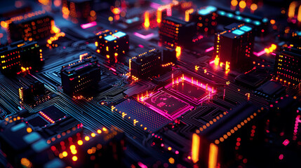 Obraz premium Hyper-detailed glowing encryption protocols safeguarding sensitive networks with multi-layer firewalls