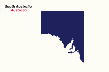 Fototapeta premium Map of South Australia, Map of South Australia with fill colour, Map of Australia state South Australia Vector Illustration, Australia. 
