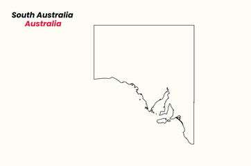 Map of South Australia, Map of South Australia with an outline, Map of Australia state South Australia Vector Illustration, Australia.
