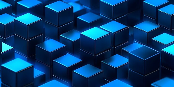 Fototapeta Abstract Blue Cubes: A Minimalist 3D Design