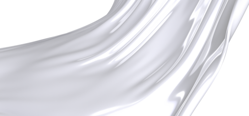 A close-up of a smooth gray fabric texture. The fabric is draped and flowing, creating abstract patterns and waves.