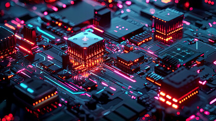 Fototapeta premium Ultra-realistic AI-driven cybersecurity layers with glowing multi-layer protection, safeguarding digital infrastructure