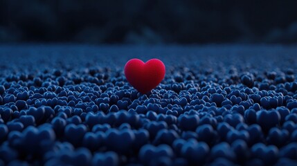 Fototapeta premium Heartfelt connection amidst blue hearts nature close-up tranquil symbolizing love