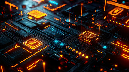 Fototapeta premium Ultra-realistic cyber defense algorithms with glowing firewalls and multi-layer encryption