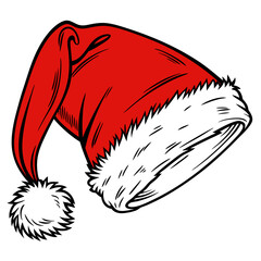 Christmas santa claus hat 2025 vector object isolated white transparent background for a festive holiday png large high quality full hd 4k and 8k download