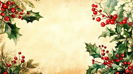 Vintage Watercolor Christmas Card Design