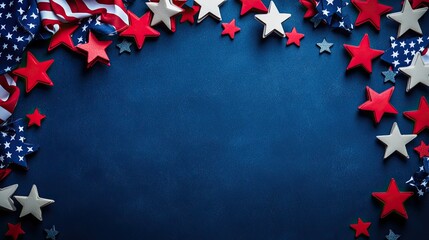 Top Down View of Star Shaped Decorations in Red and Blue