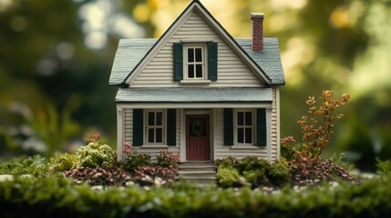 Small house in green meadow