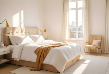 White and gold theme interior modern minimalism photo realism neww Style 3d Paints Doodle Illustration Deep View