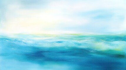 Fototapeta premium Serene watercolor ocean horizon with gentle waves