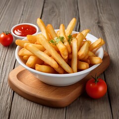 Delicious French fries with cheese tomato fried Served