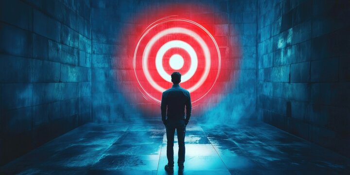 Sci-Fi Illustration of a Person Contemplating a Hyperspace Gate