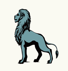 Vector drawing. Lion look for prey
