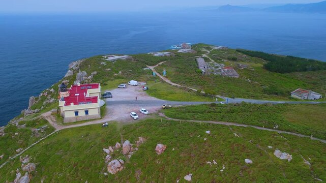 Aerial view from a drone of the surroundings of the Lighthouse and the Batteries of Cabo Prior in the parish of Cobas. Ferrol. Province of La Coru&ntilde;a. Galicia. Spain. Europe