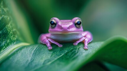 Obraz premium golden frog on a green leaf
