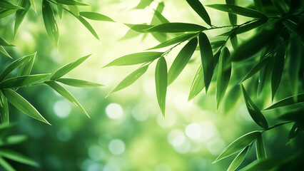 Obraz premium Refined Bamboo Leaves with a Blurred Background