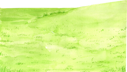 Hand-drawn green field watercolor illustration