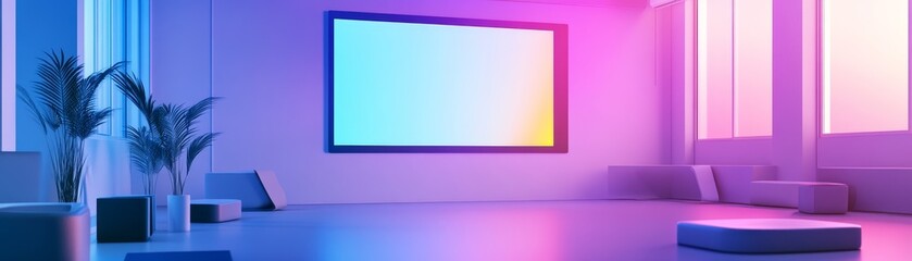 Obraz premium Modern Minimalist Holographic Screen in Bright Space