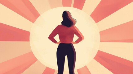 Empowering women to stand strong celebrating gender equality inspirational artwork abstract background rear view feminist movement