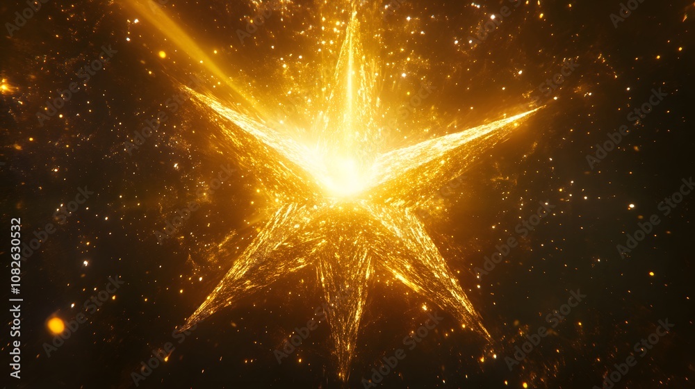 Poster a layered, dynamic graphic of a high-value star with textures of gold and silver, creating a sense o