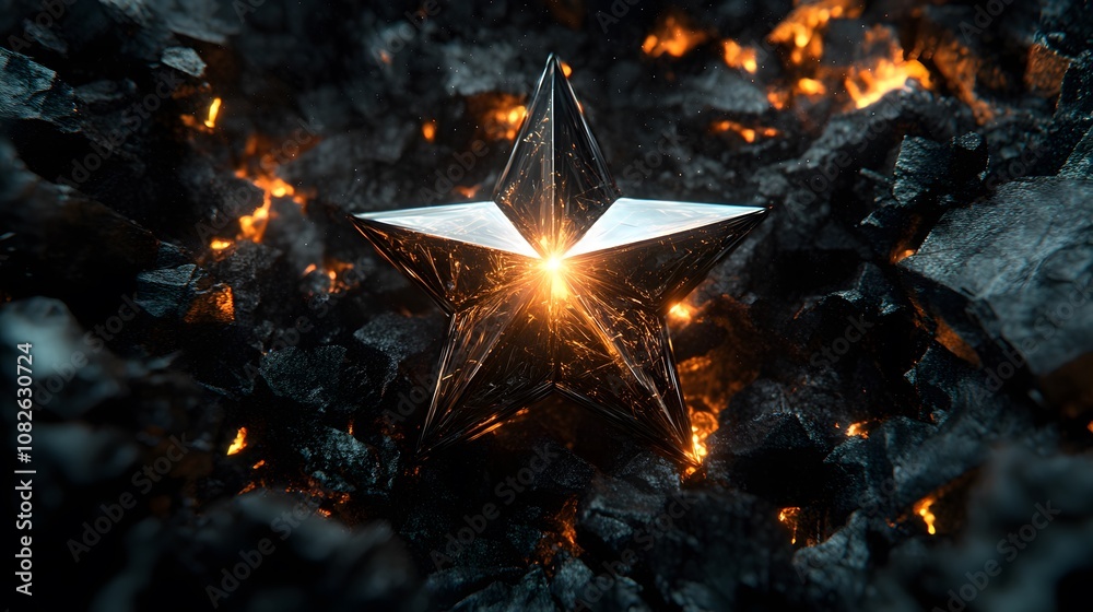 Poster A multi-layered, high-value graphic of a star surrounded by deep textures, representing wealth and status in digital form. Cinematic Scene, 4k resolution, cinematic scene