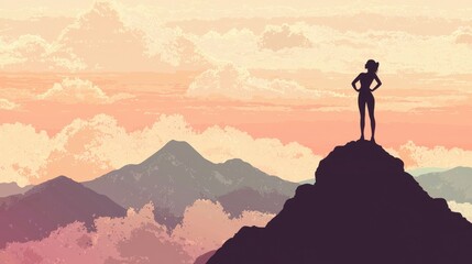 Empowering women to conquer mountains a silhouette of strength against nature landscape inspirational viewpoint for gender equality and women empowerment