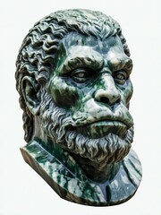 Obraz premium mythical creature mokelembembe marble statue head bust on white background