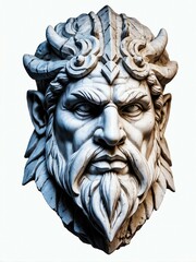Obraz premium mythical creature jotun marble statue head bust on white background