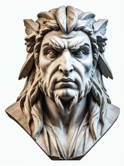 mythical creature harpy marble statue head bust on white background